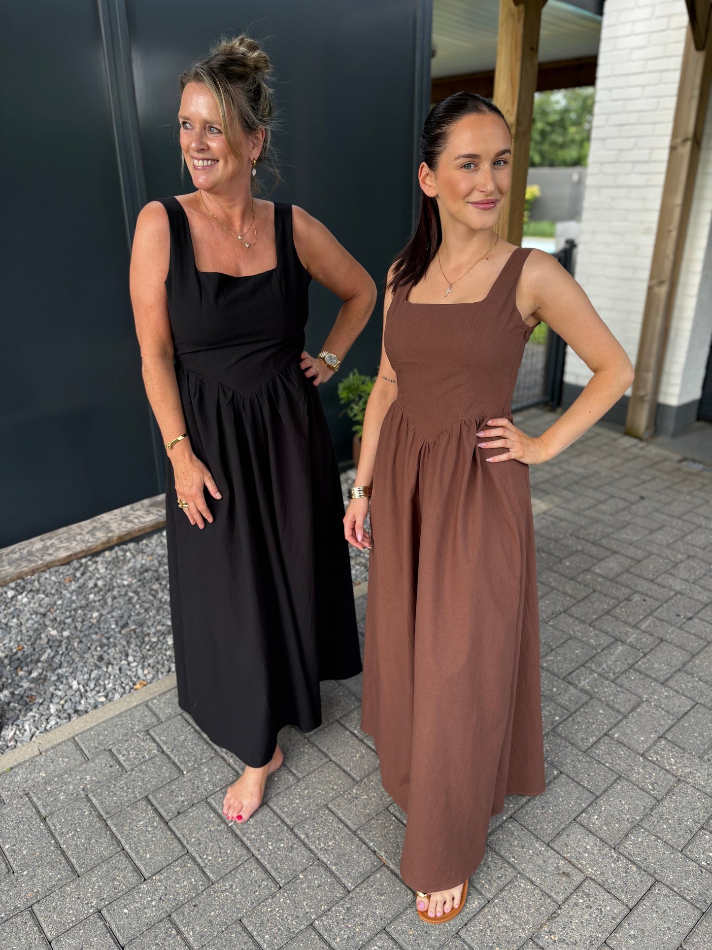 Katoenen jurk met elastisch rugpand