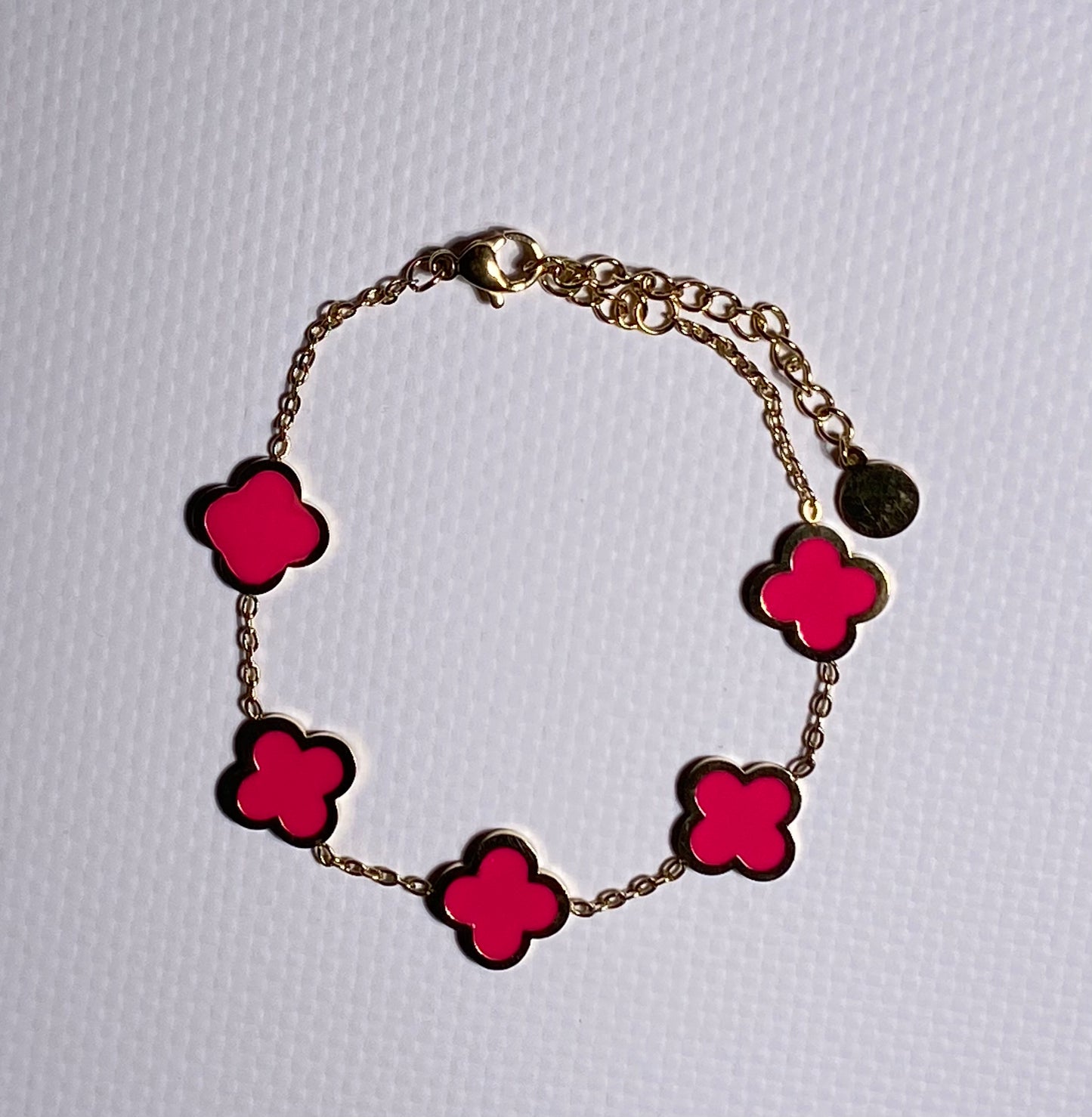 Armband klaver hot pink