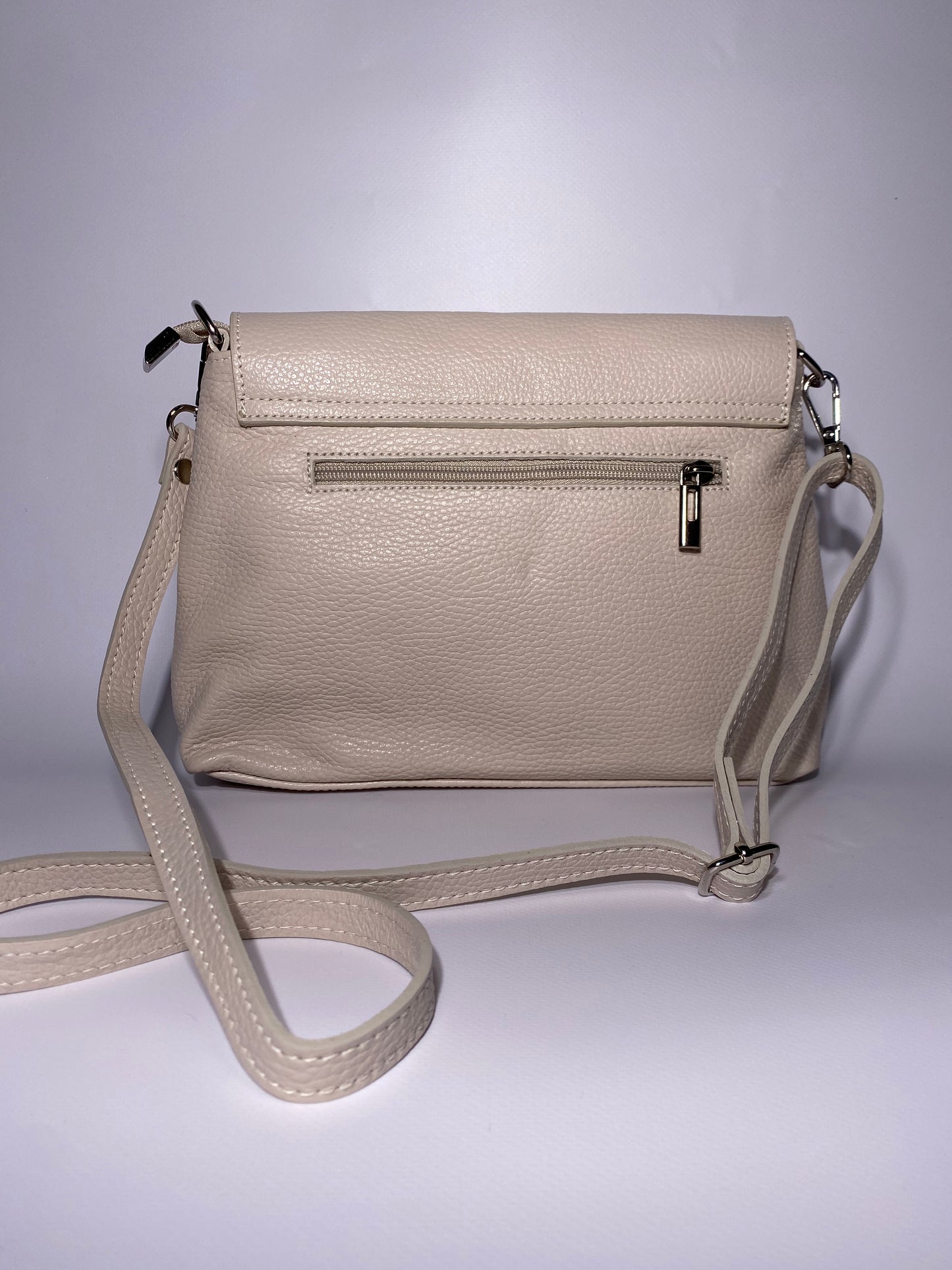 Tasje crossbody echt leer beige