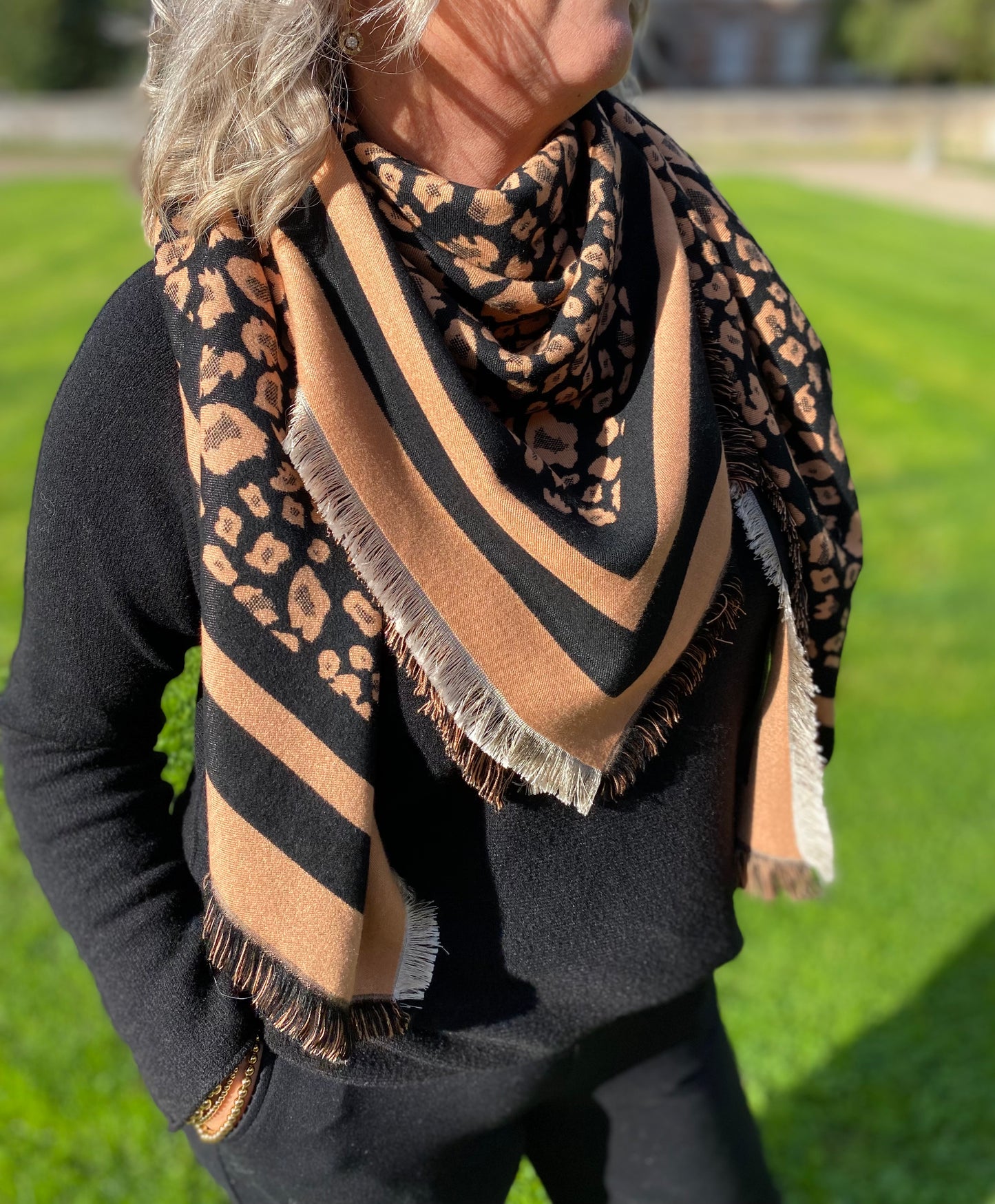 Sjaal print camel