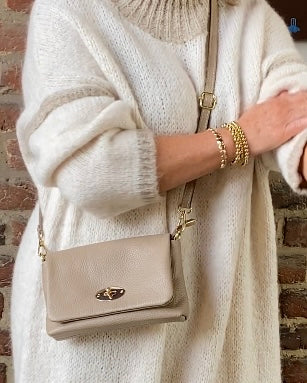 Tasje klein soft echt leer beige