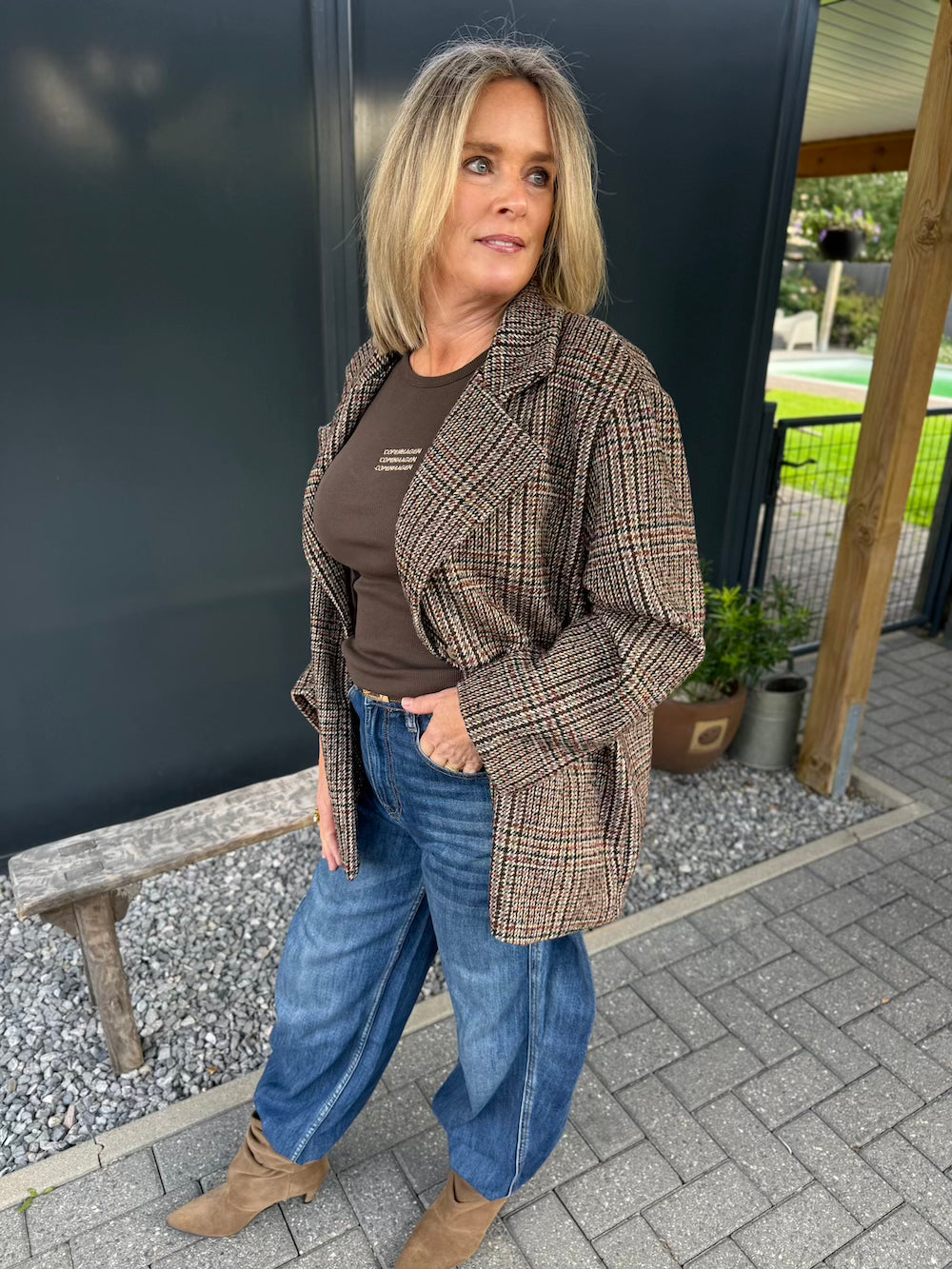 oversized blazer geruit