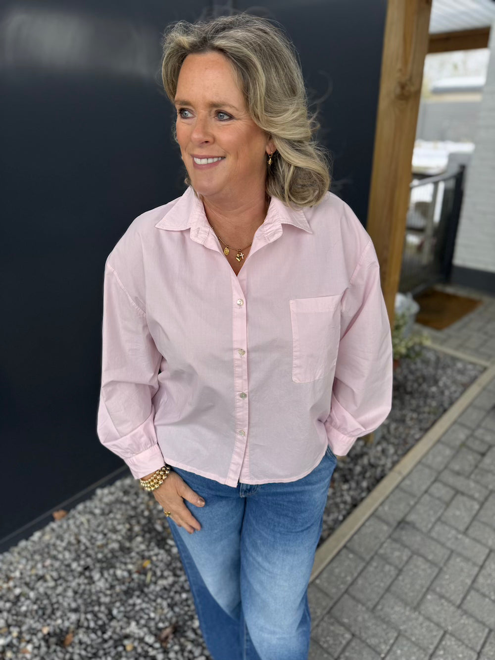 Blouse katoen roze