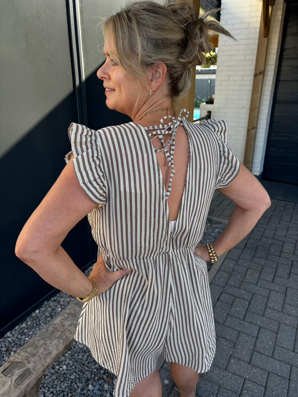 Playsuit gestreept tetra katoen