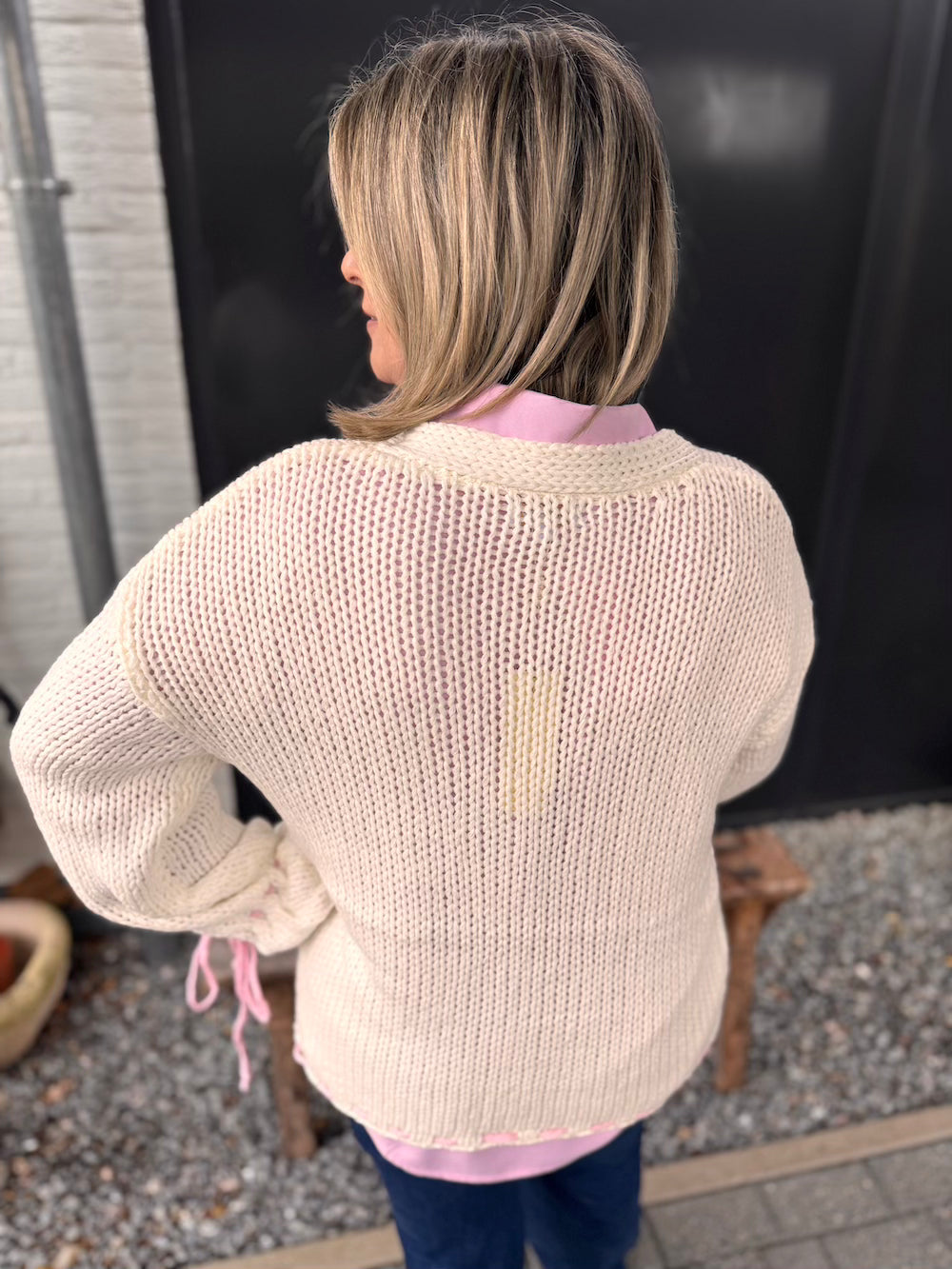 Vest wit met roze details