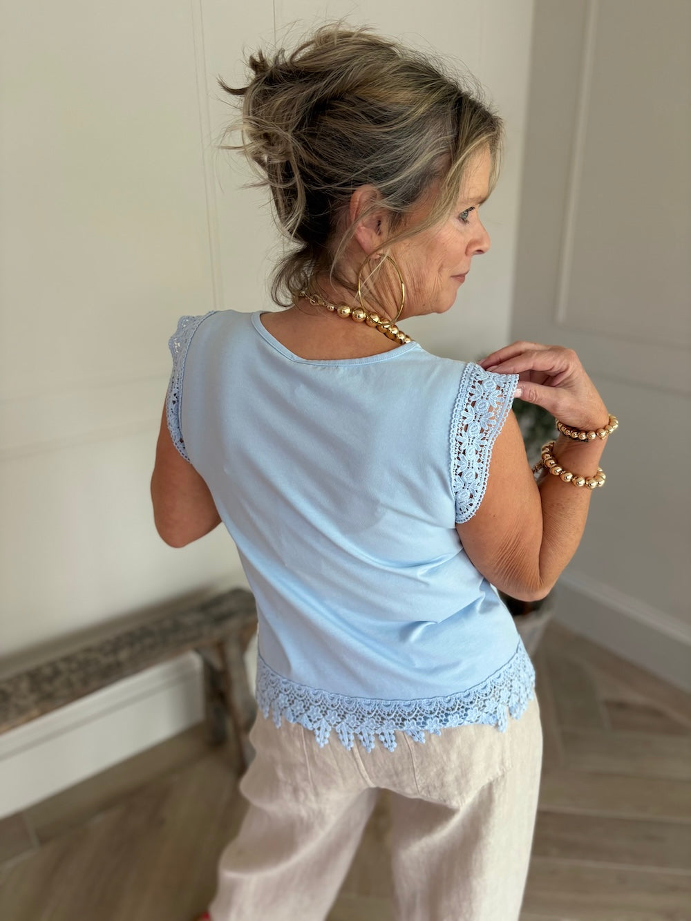 Shirt korte mouw met lace detail