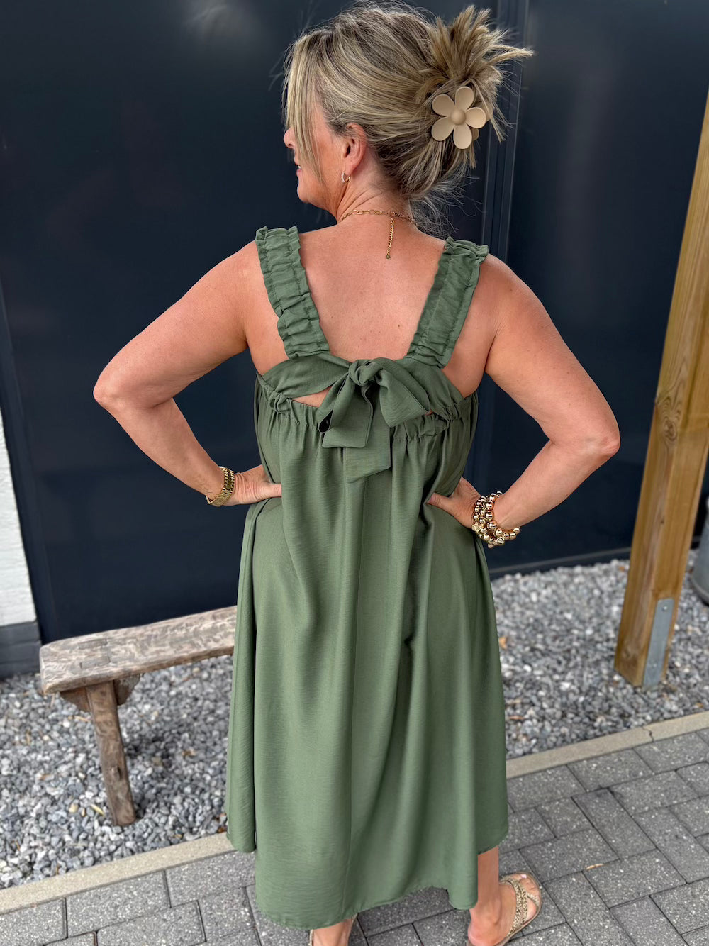 Jurk met striklint groen