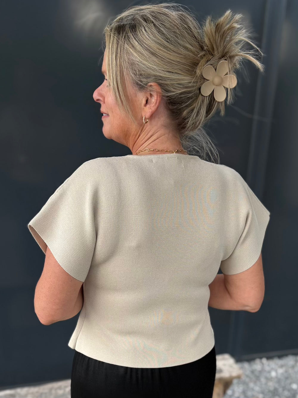 Gilet gouden knoop beige