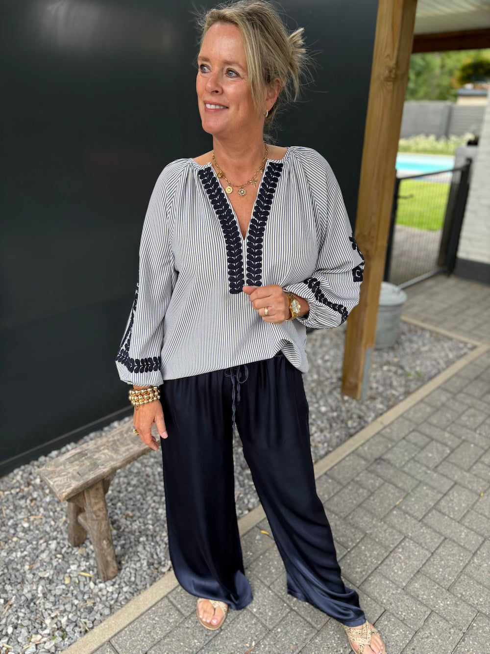 broek viscose navy
