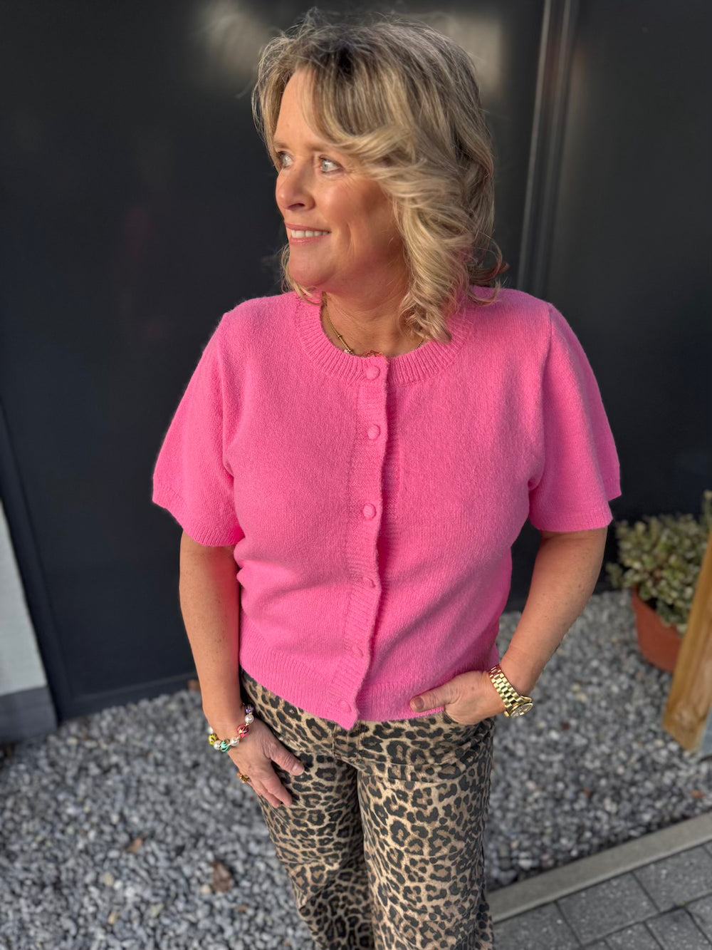vestje roze korte mouw