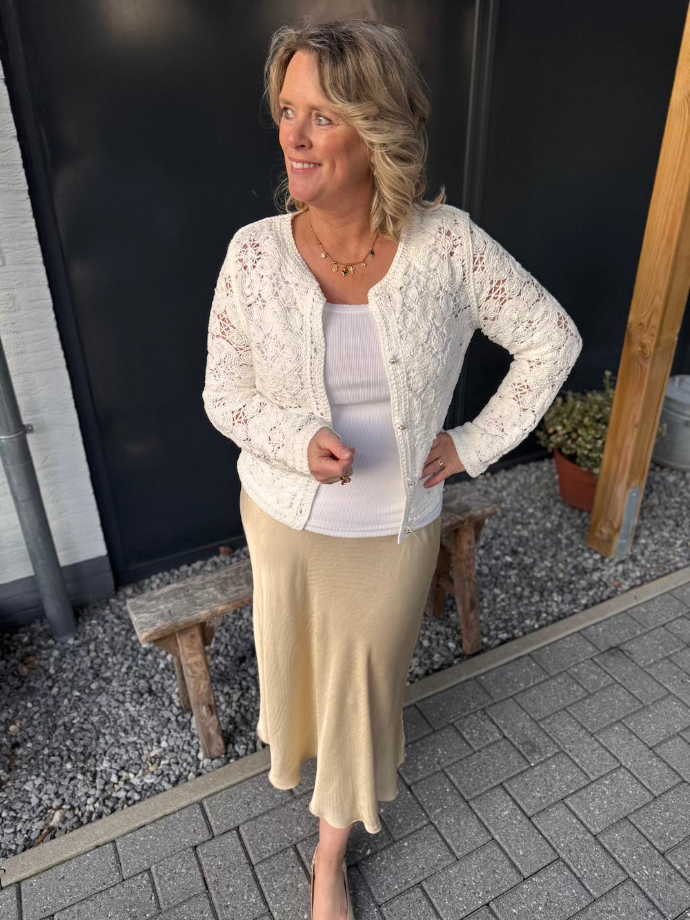 Rok viscose beige