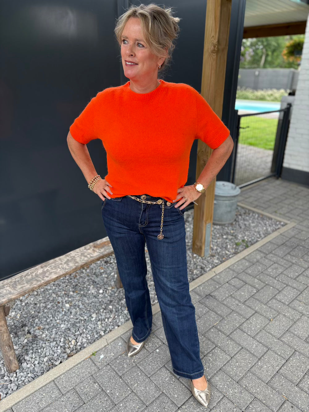 Truitje alpaca korte mouw oranje