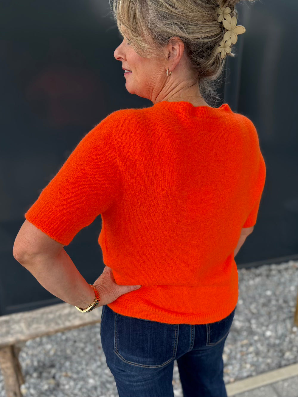 Truitje alpaca korte mouw oranje