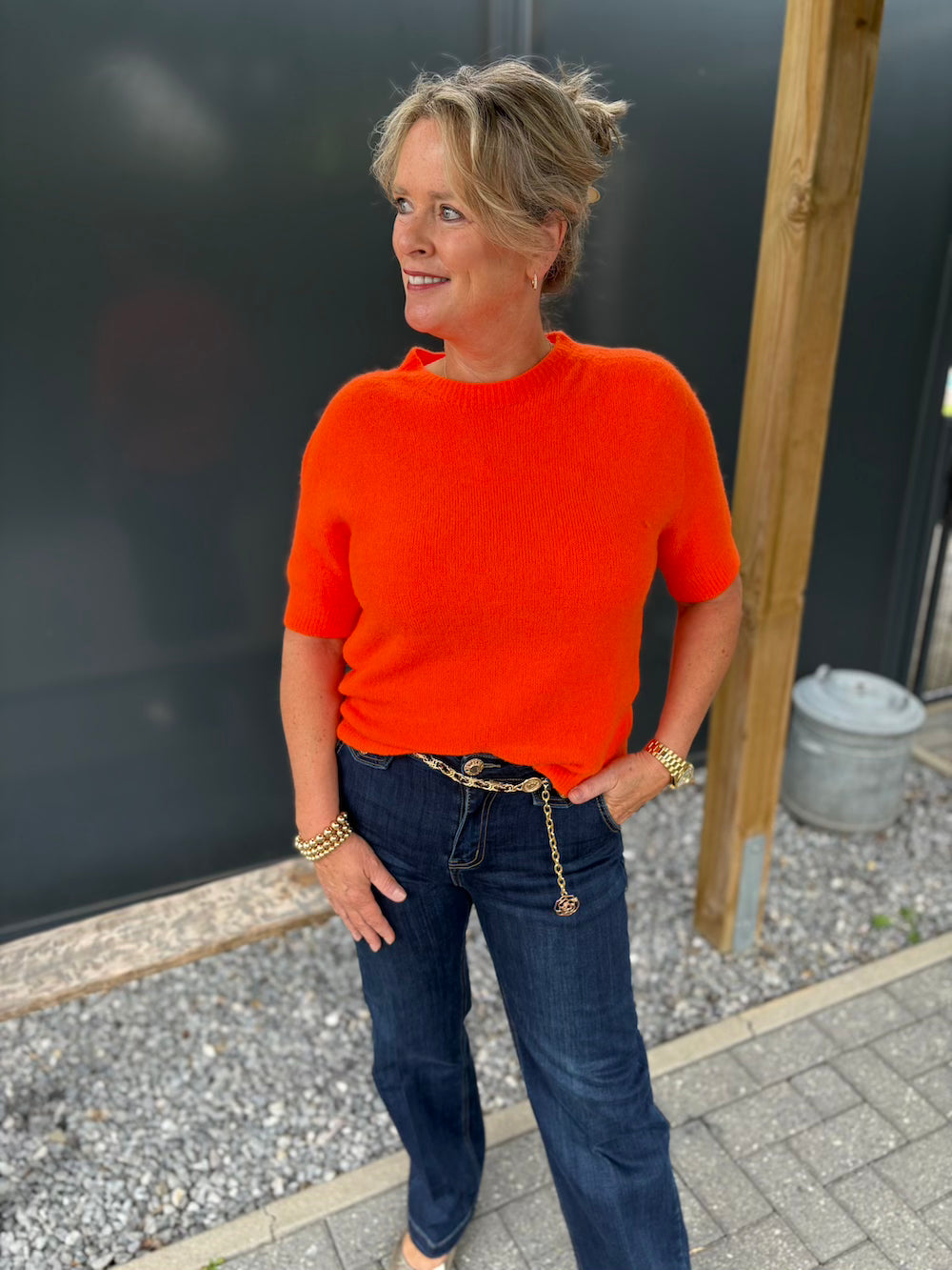 truitje alpaca korte mouw oranje