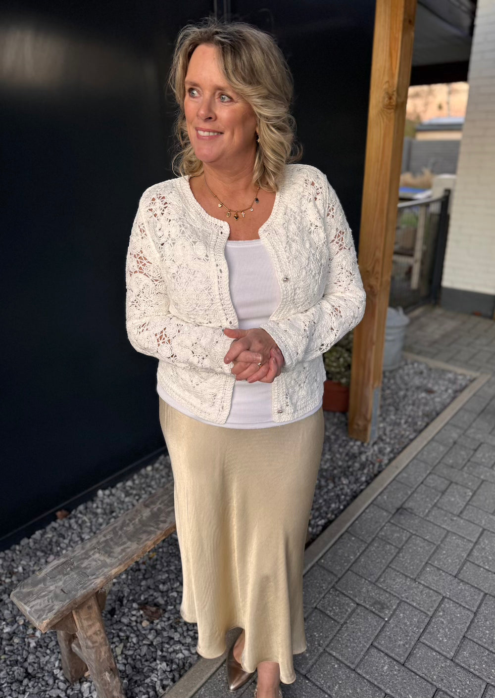 Rok viscose beige