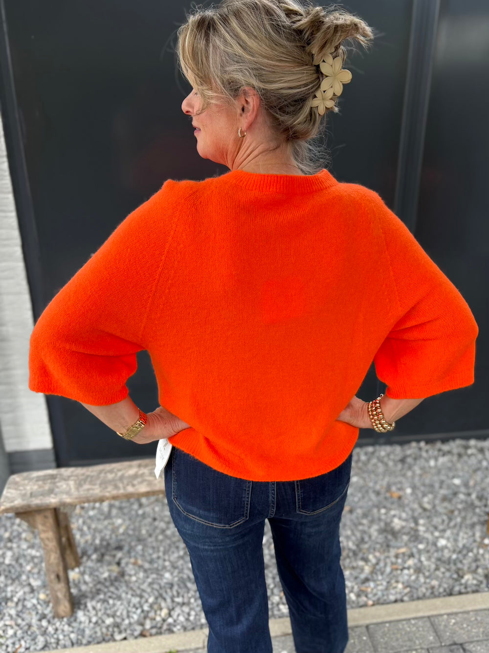 Truitje alpaca wijde mouw oranje