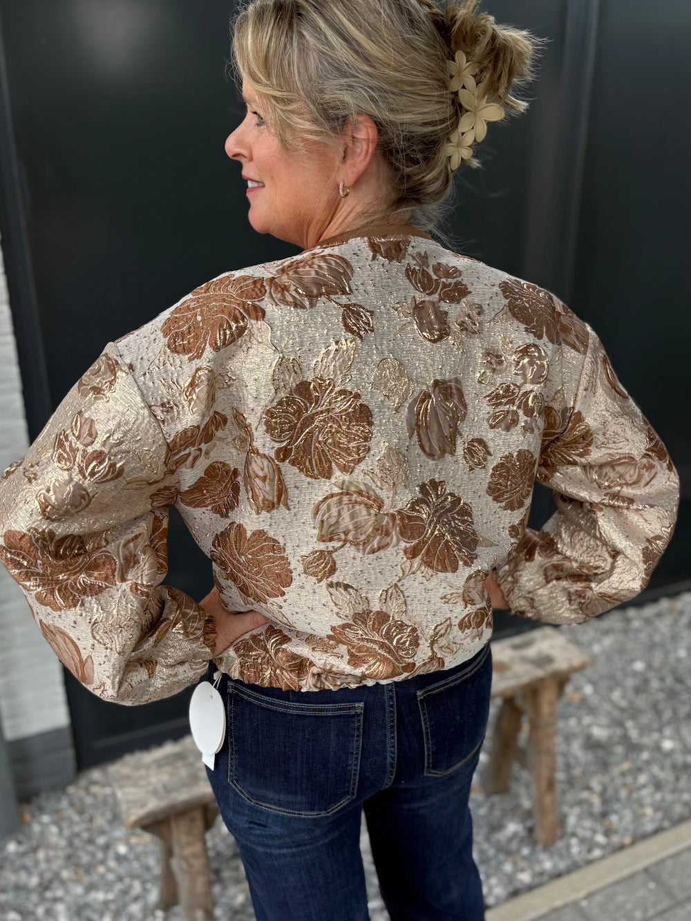 Bomber jas jaquard bruin