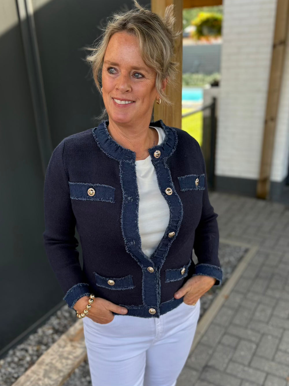 Vestje donkerblauw designer stijl