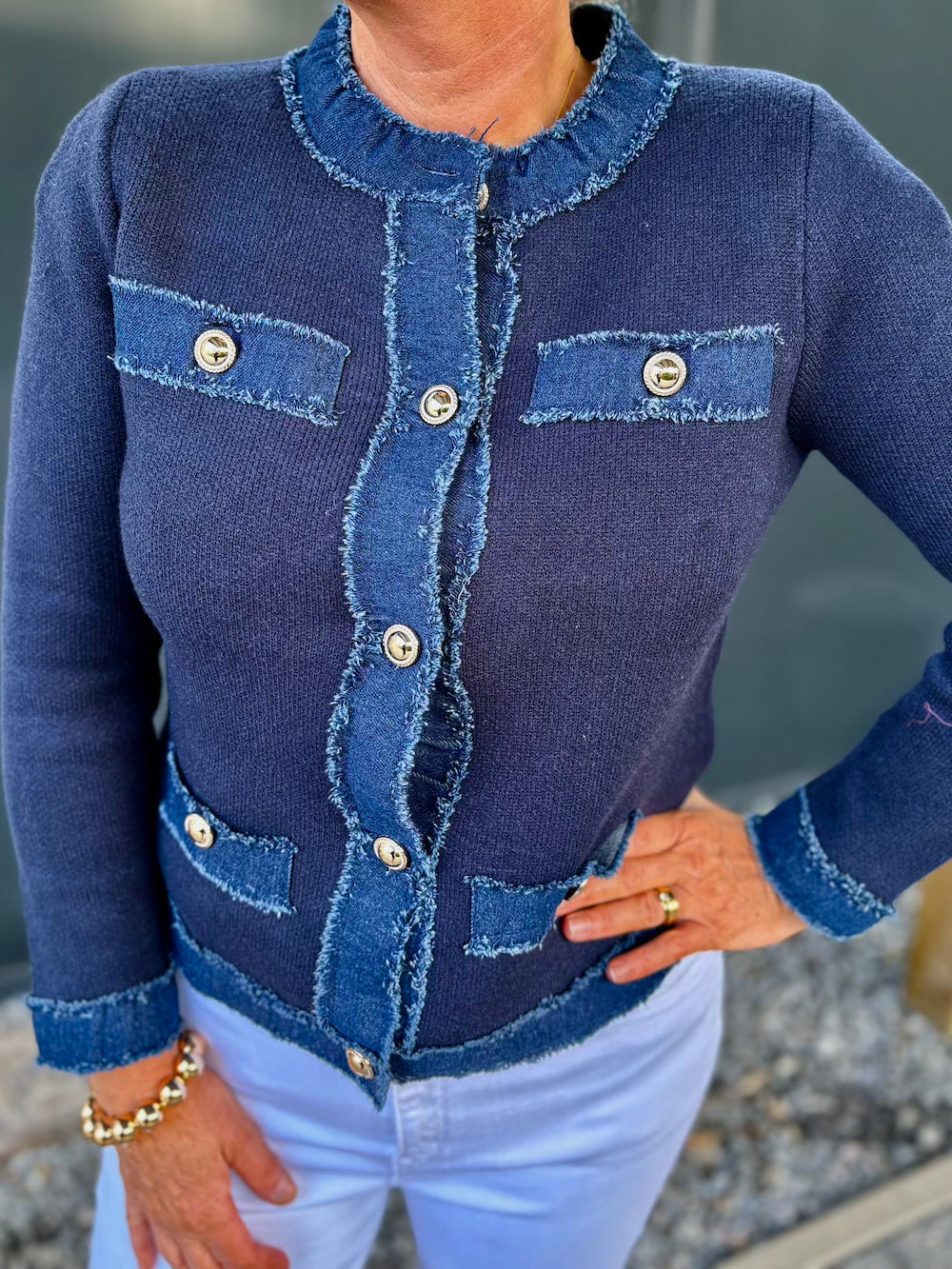 Vestje designer stijl donkerblauw