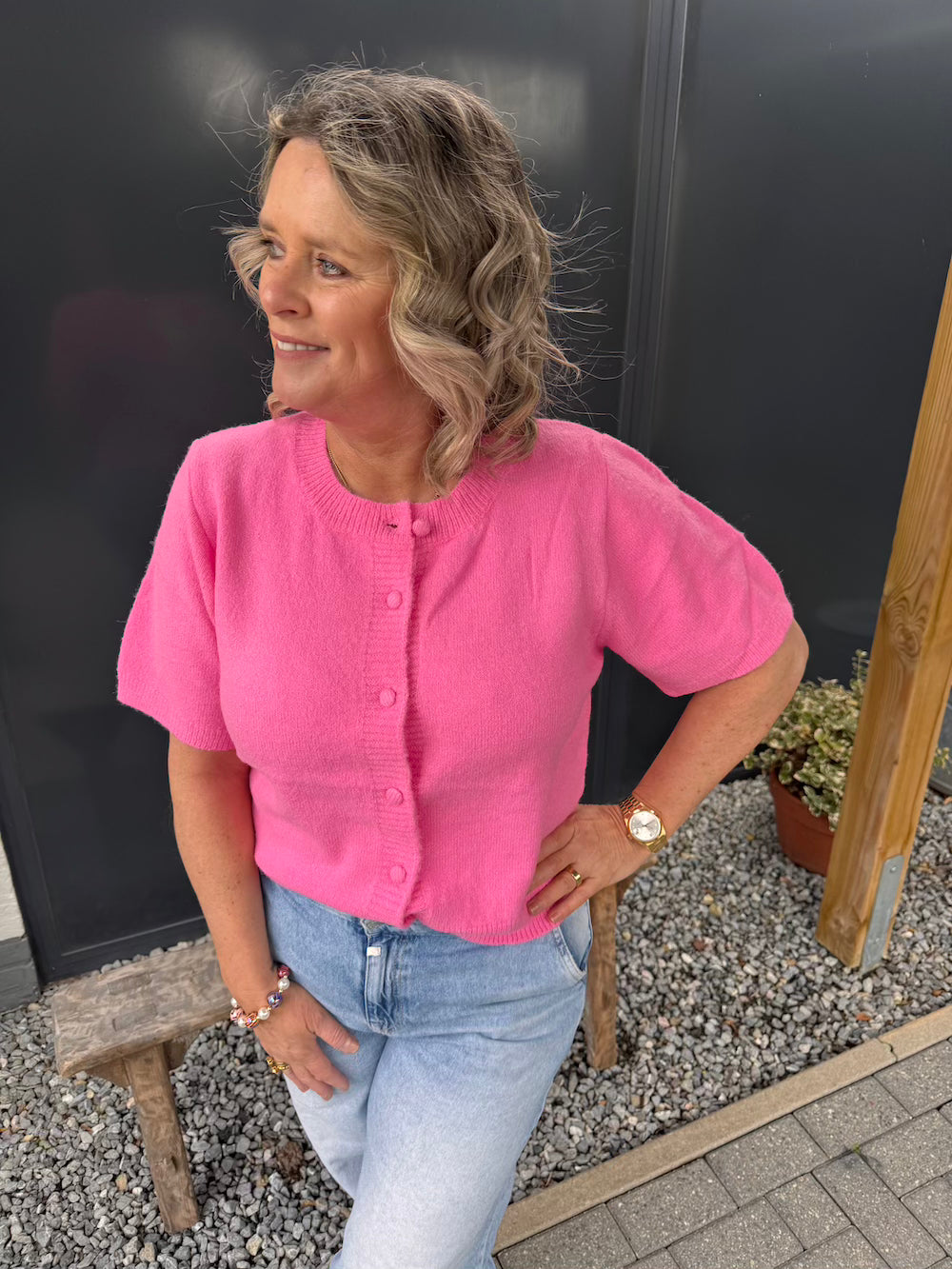 Vestje roze korte mouw
