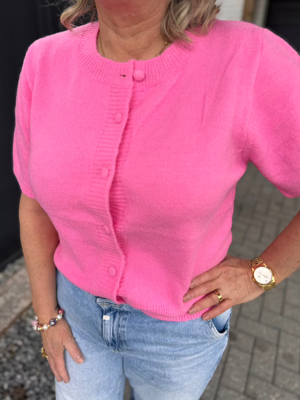 Vestje roze korte mouw