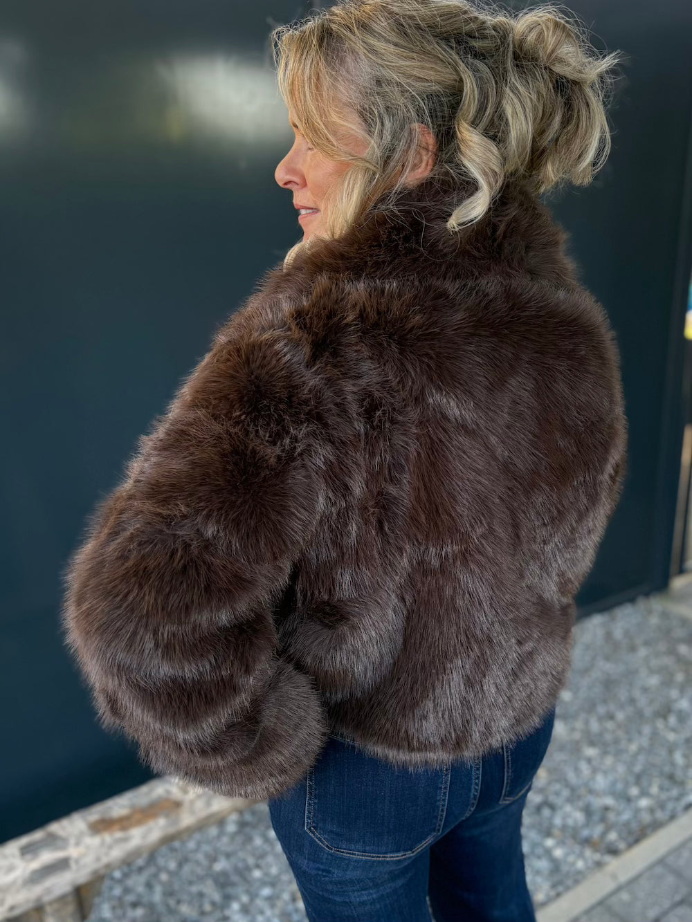Jasje fake fur bruin