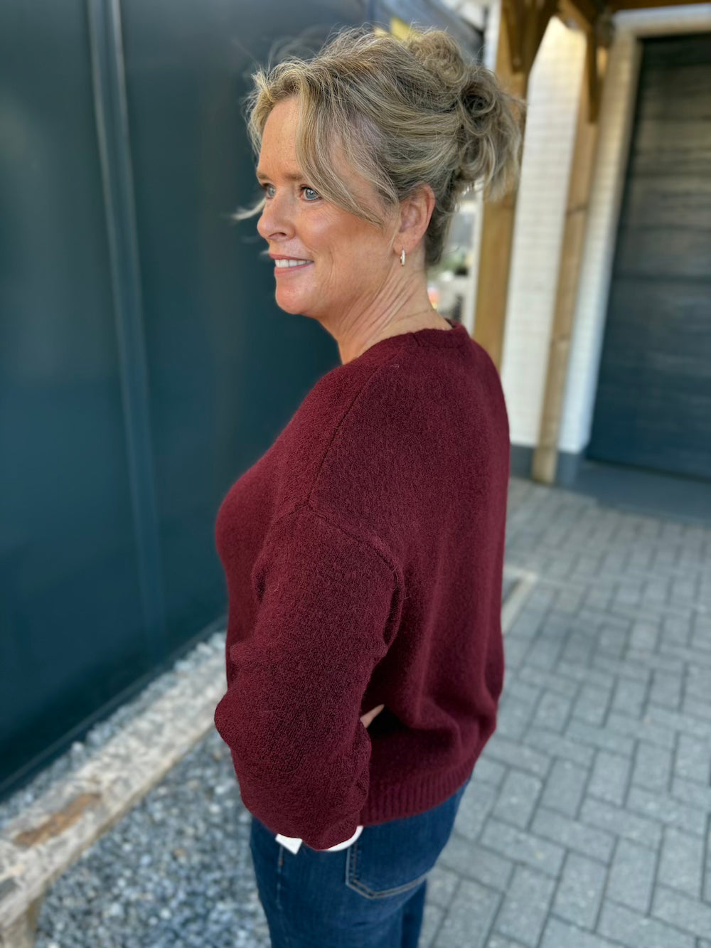 Vestje lange mouw burgundy