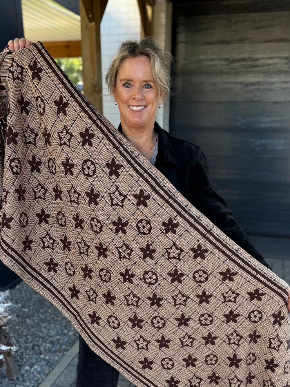 Designer style sjaal bruin