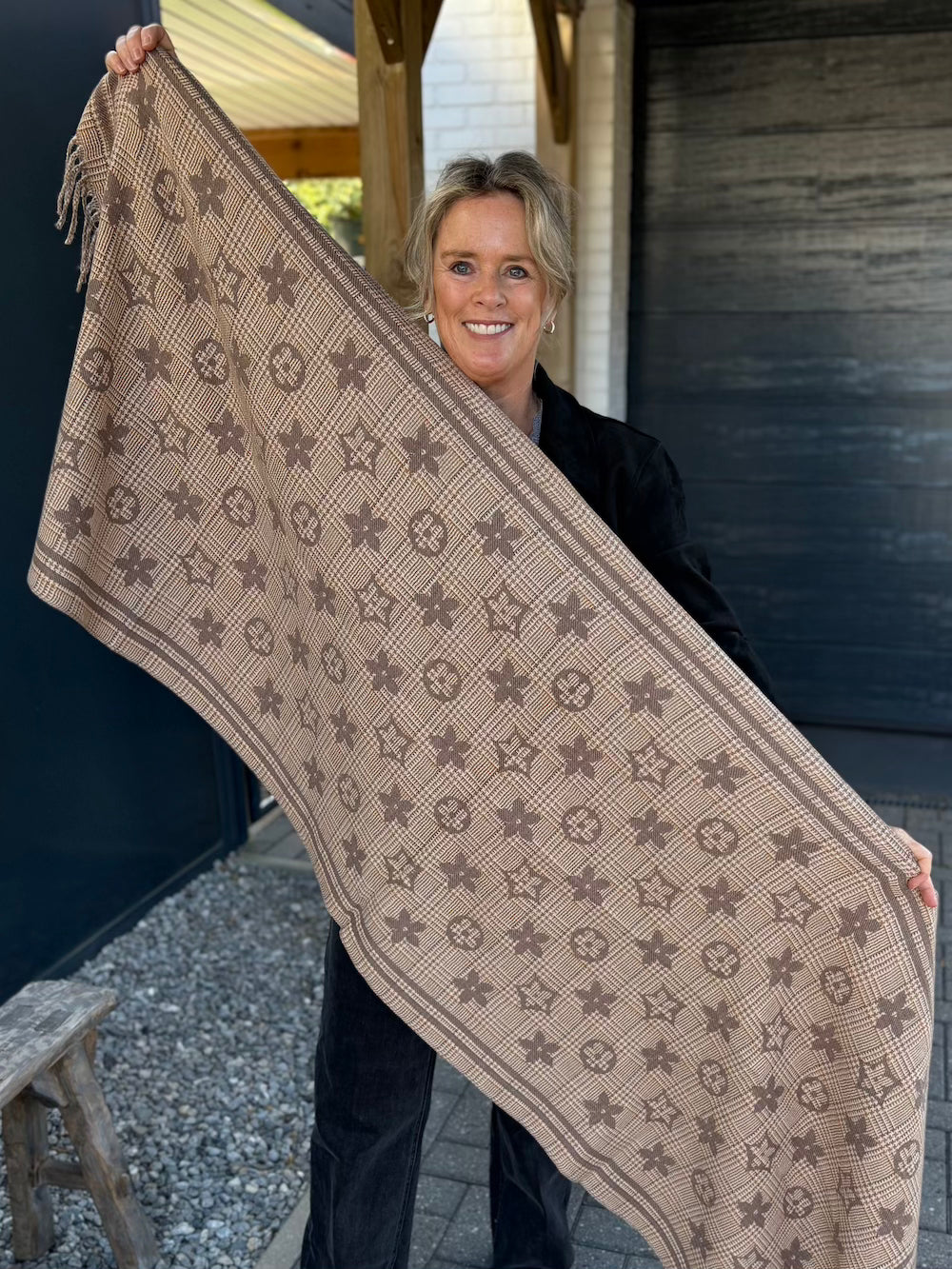 Designer style sjaal taupe