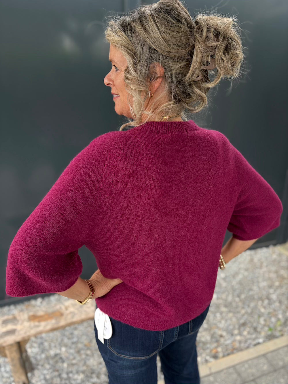Truitje alpaca wijde mouw bordeaux