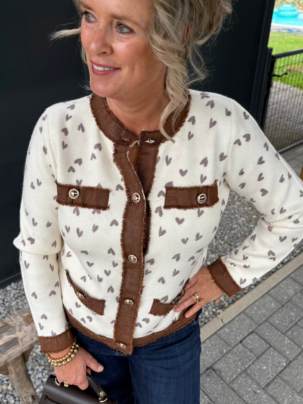 Vestje designer stijl roomwit bruin