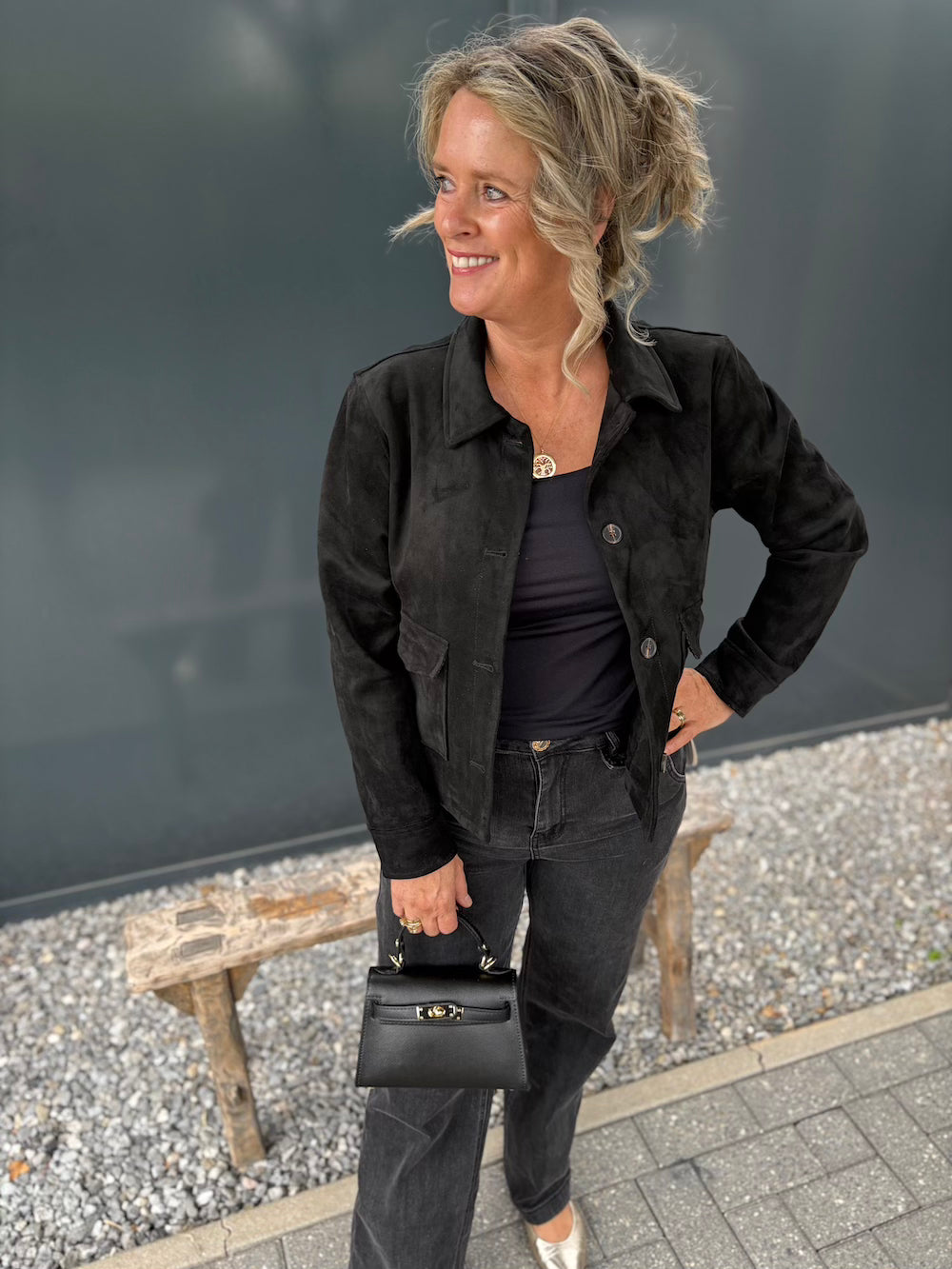Jasje suedine zwart