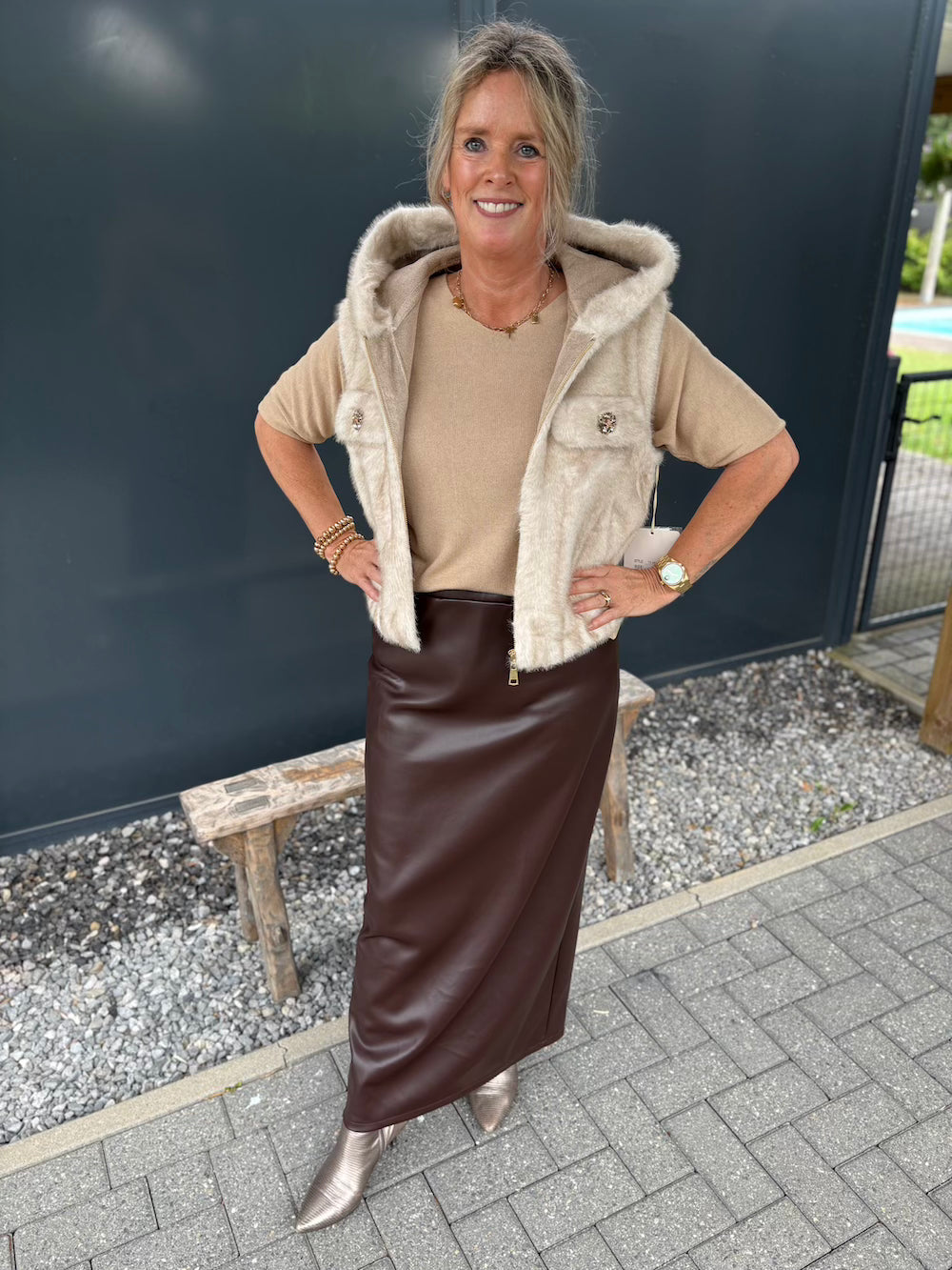 Rok vegan leather bruin