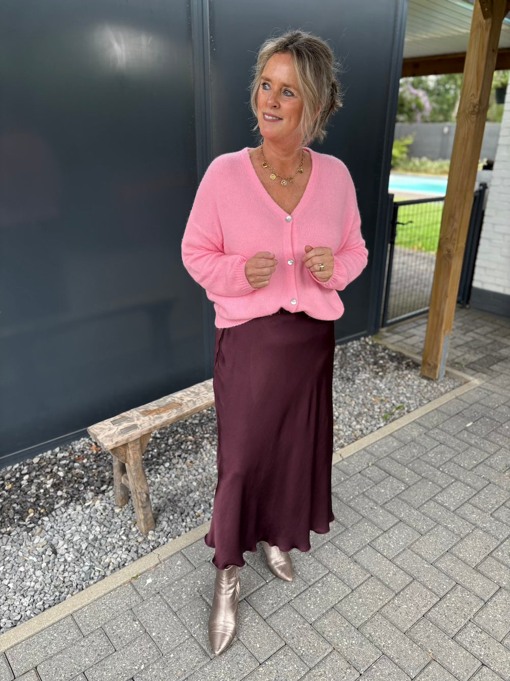 Rok viscose bordeaux