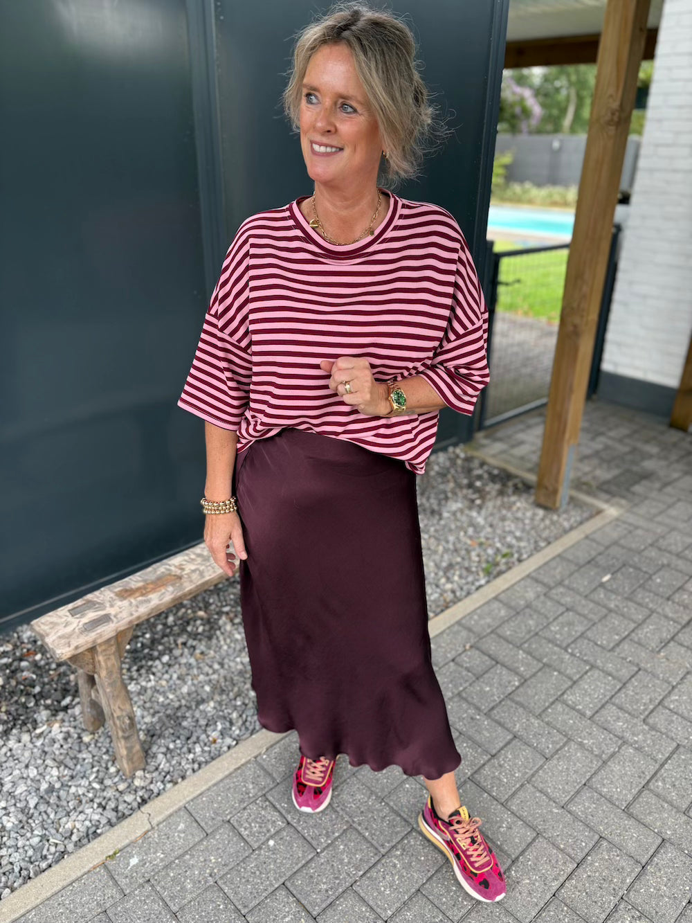 Rok viscose bordeaux