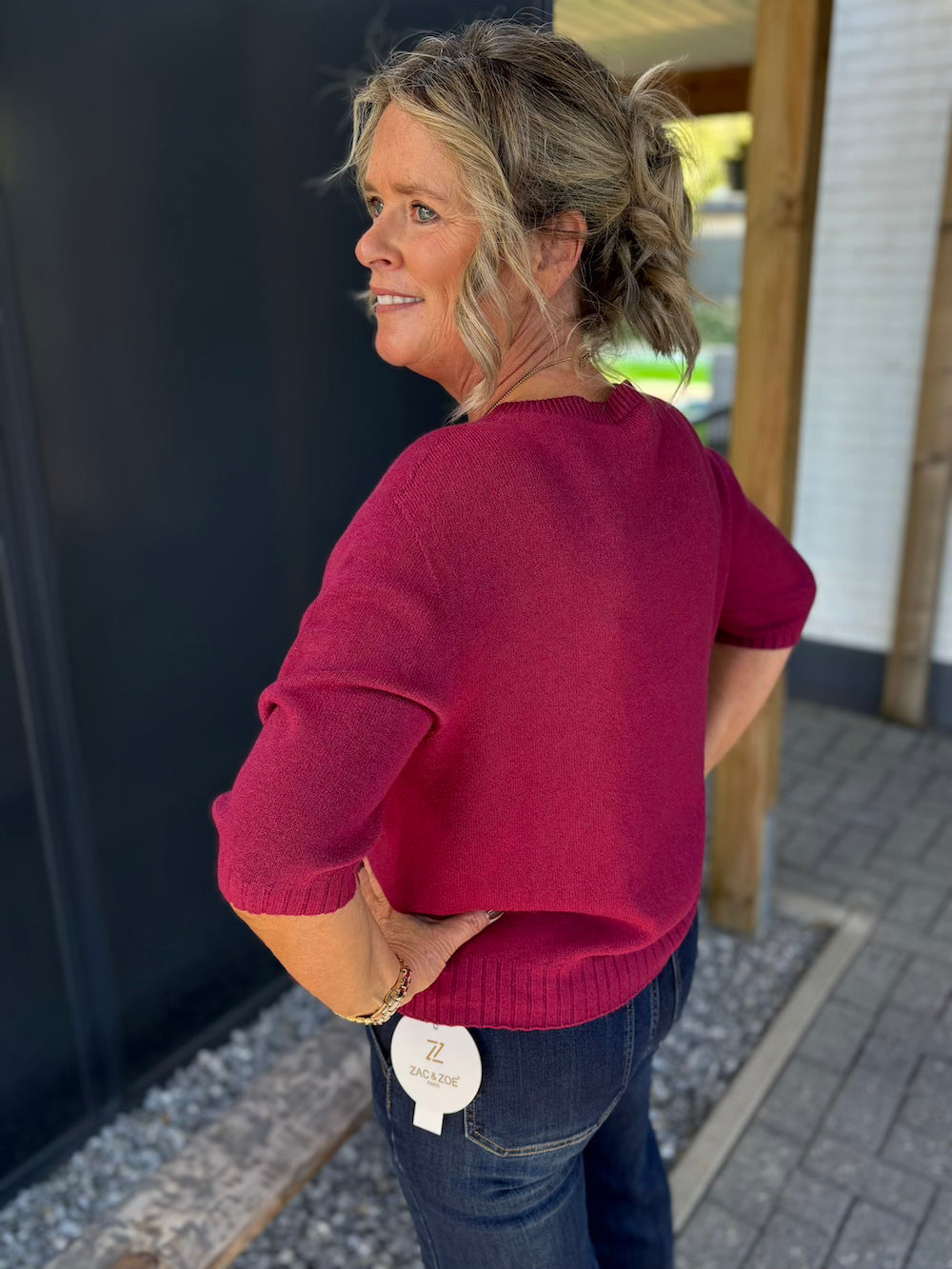 Basic truitje korte mouw bordeaux