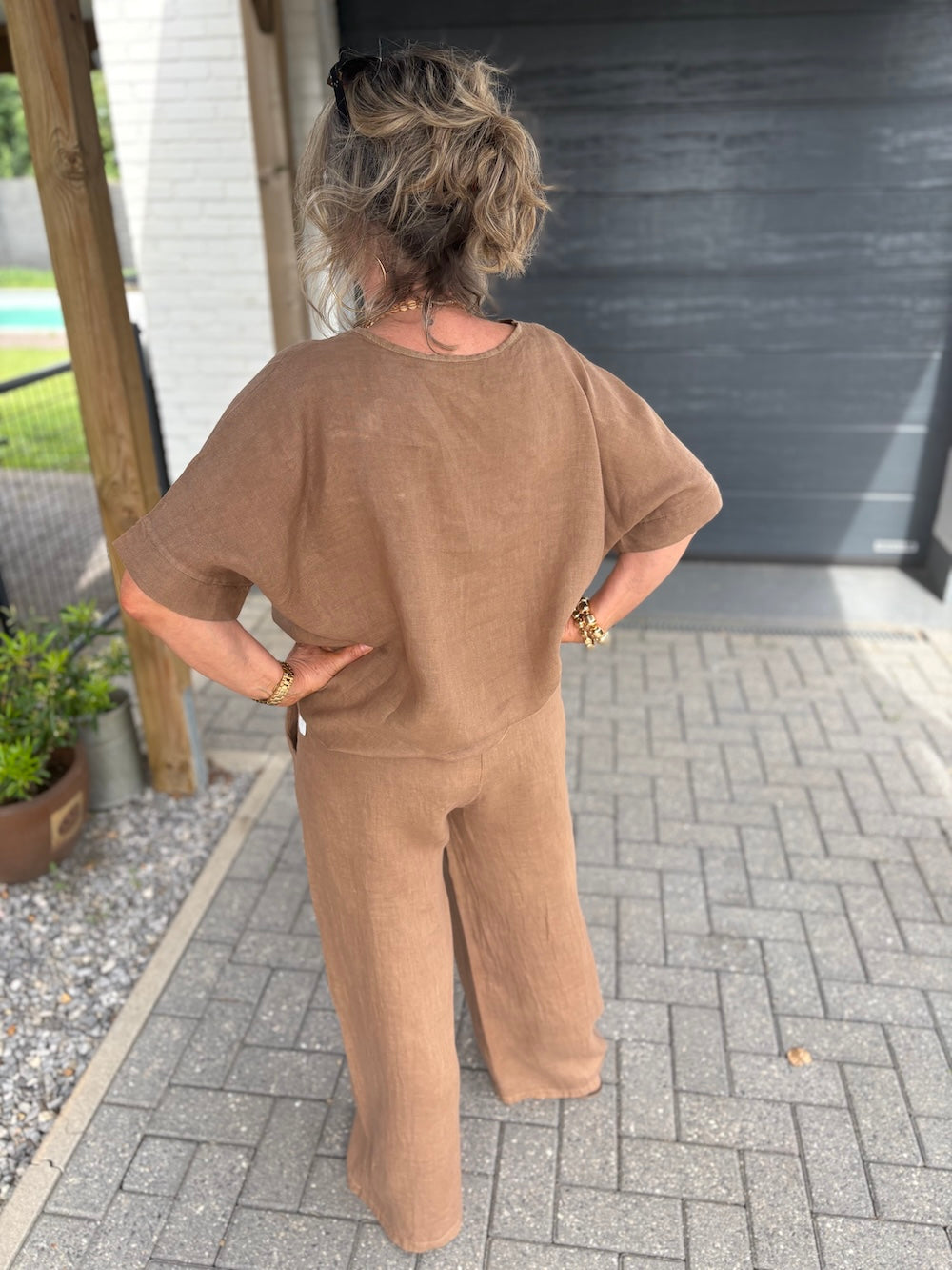 Linnen set koffie kleur