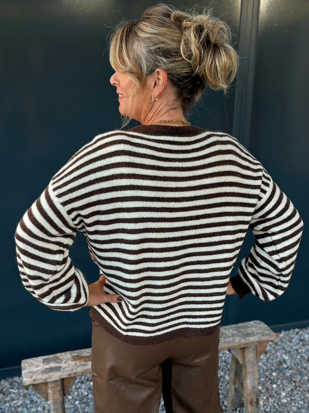 Vestje bruin wit gestreept