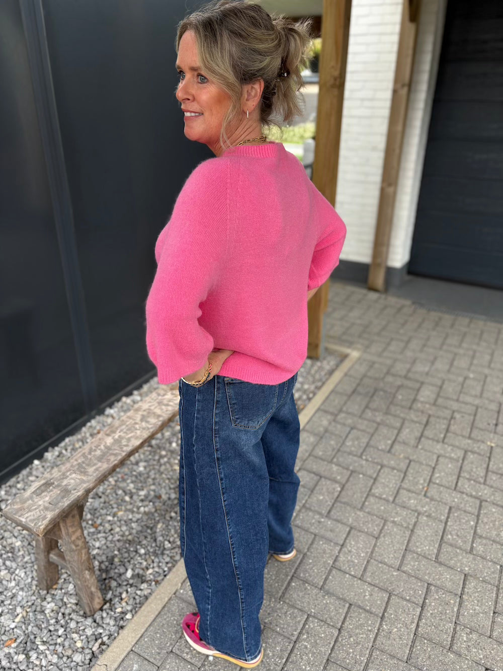 Truitje alpaca wijde mouw bubblegum