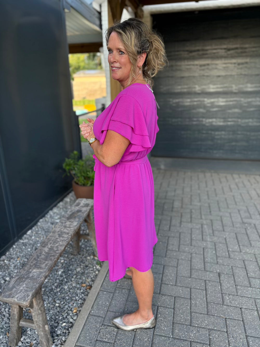 overslag jurkje azzurro magenta