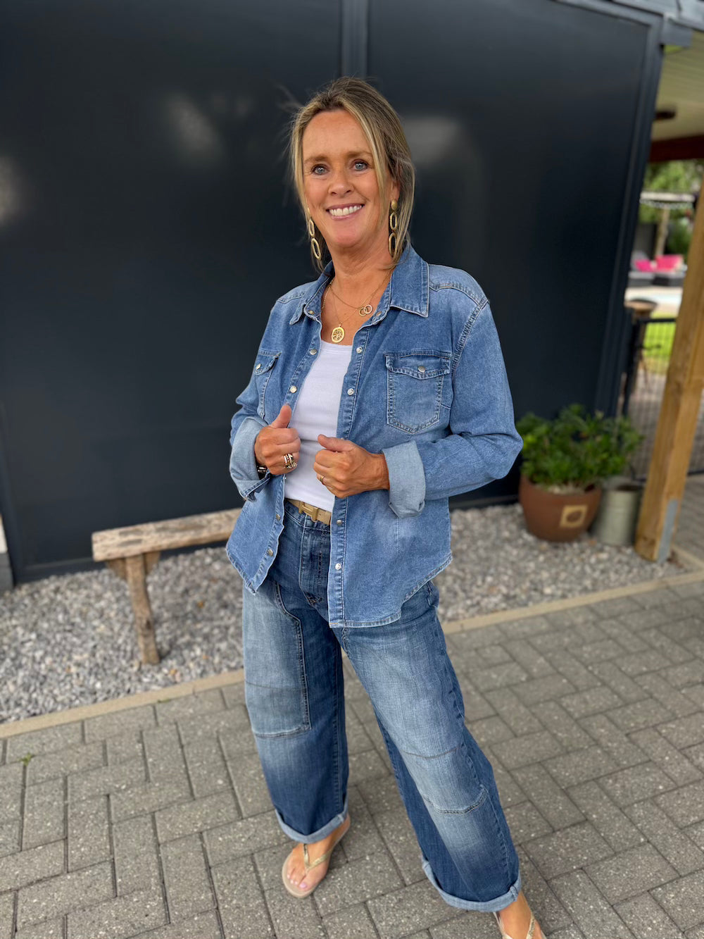 Jeansblouse met stretch