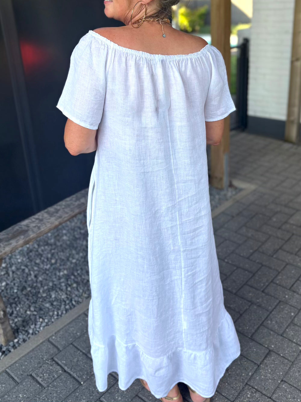 jurk linnen offshoulder wit
