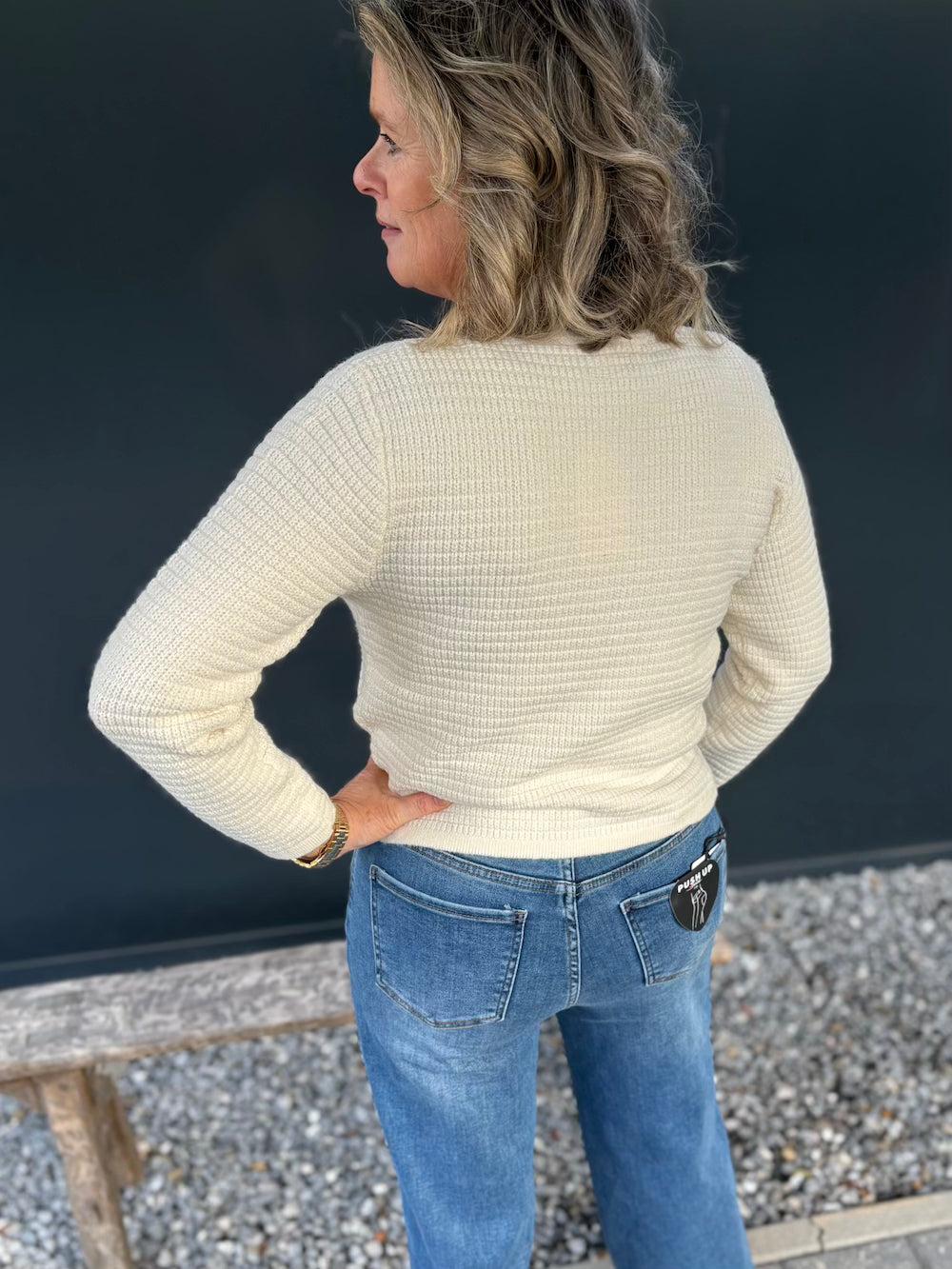 Jeans wide leg met plooitje