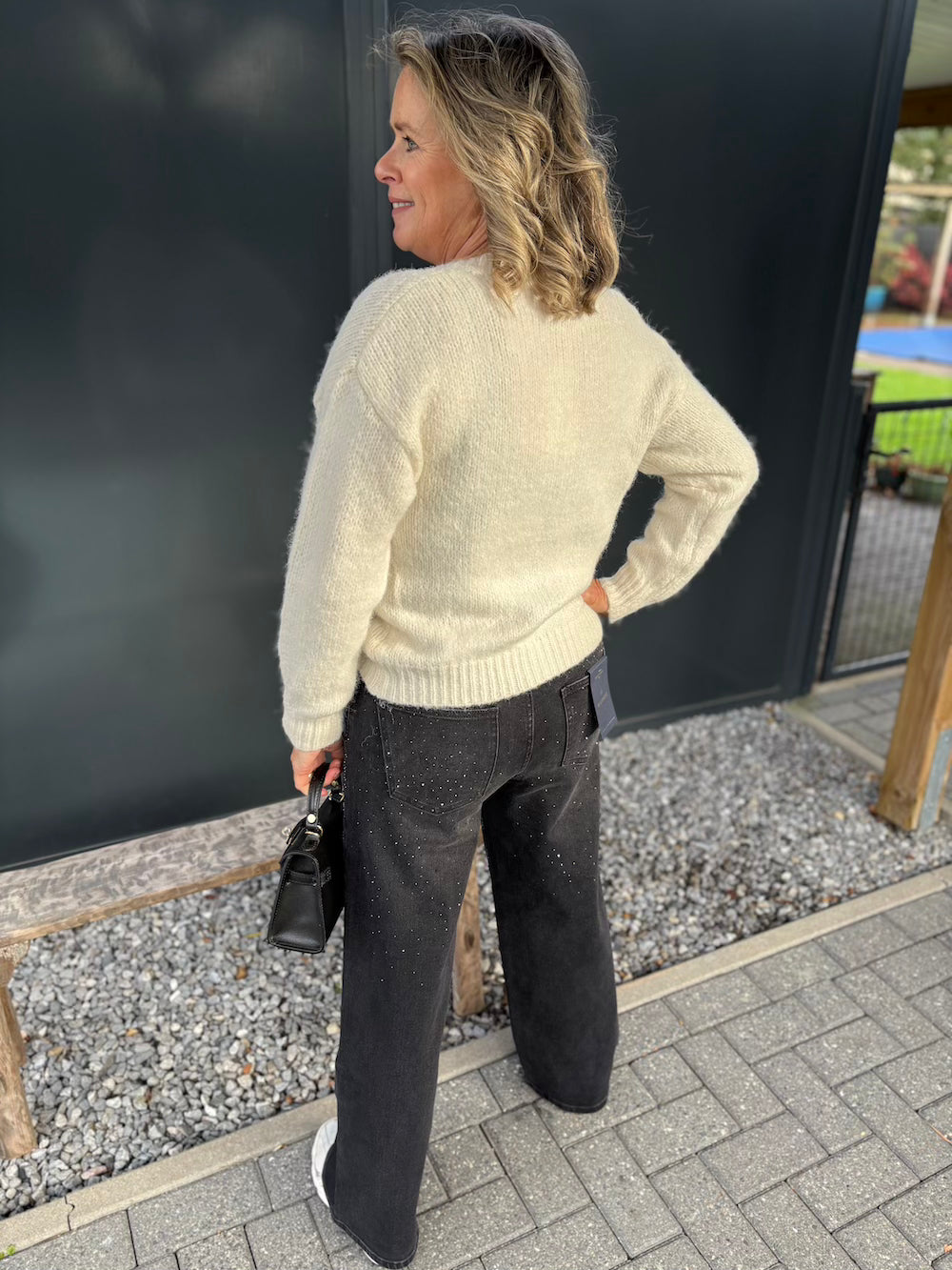 Jeans met strass zwart/grijs