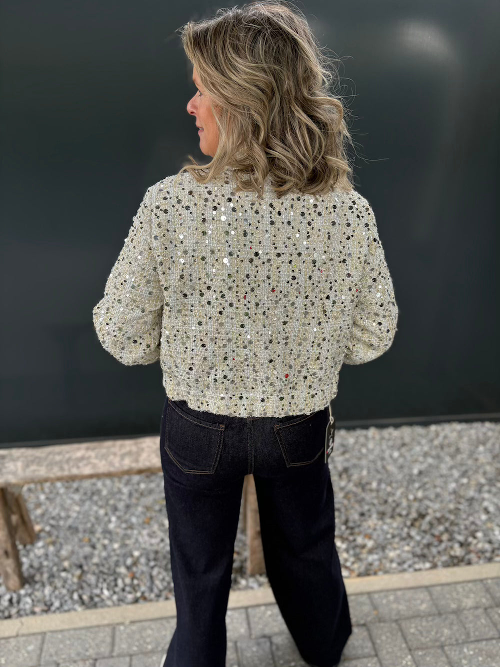 Jeans donkerblauw wide leg