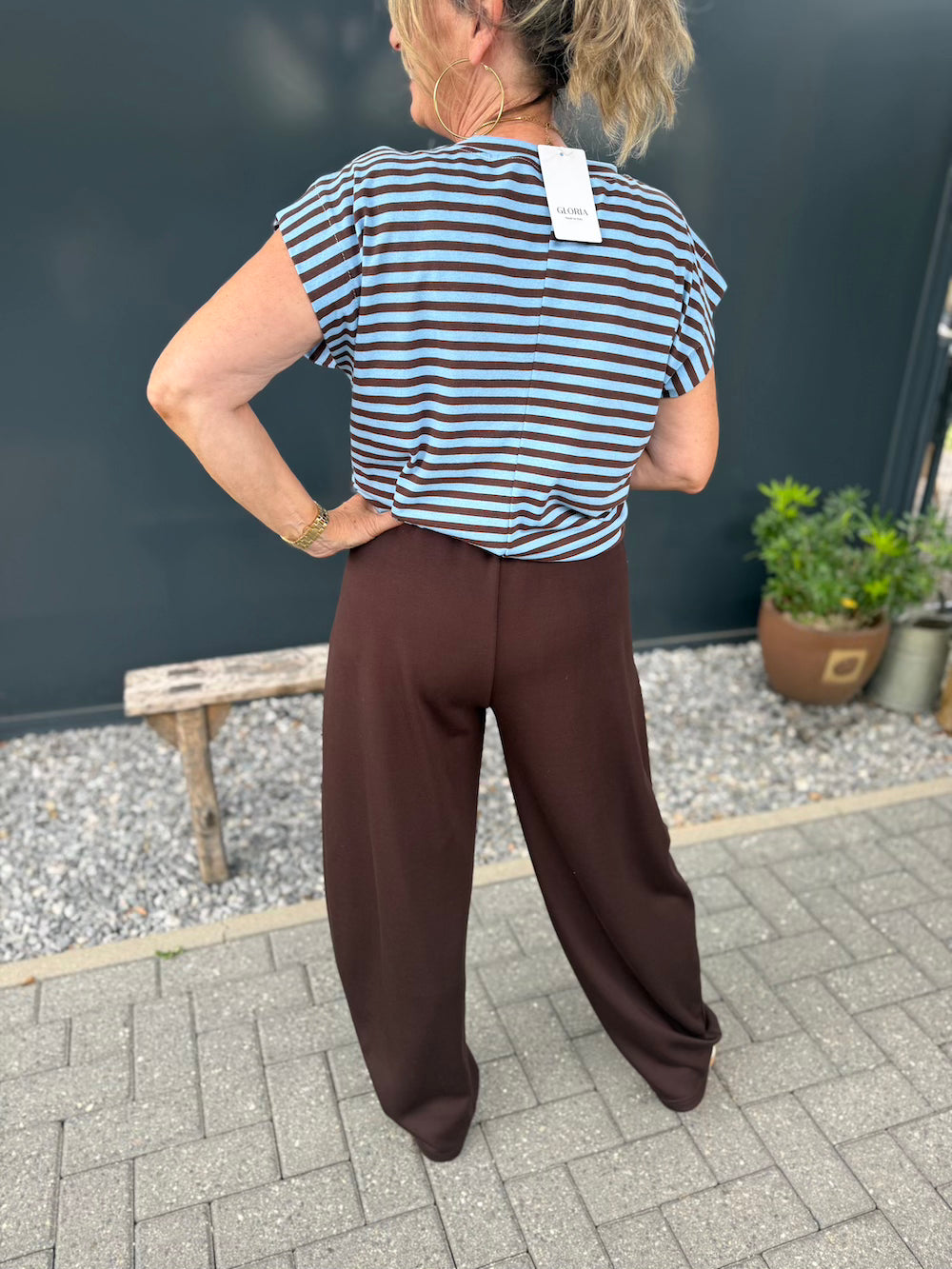zachte pantalon bruin