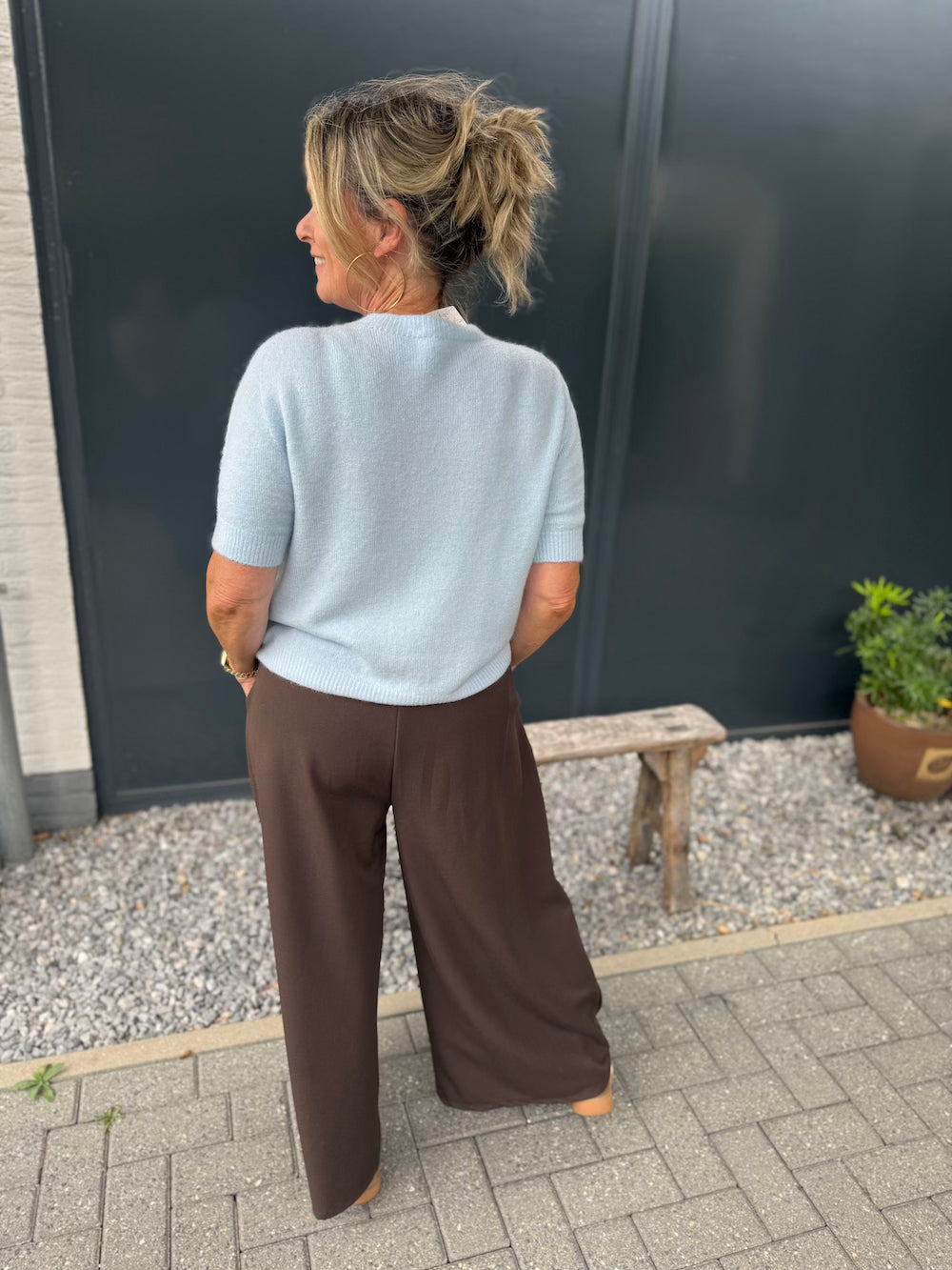 Wijde pantalon met riem