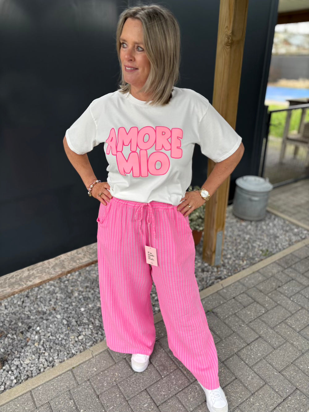Broek tetra katoen neon streep