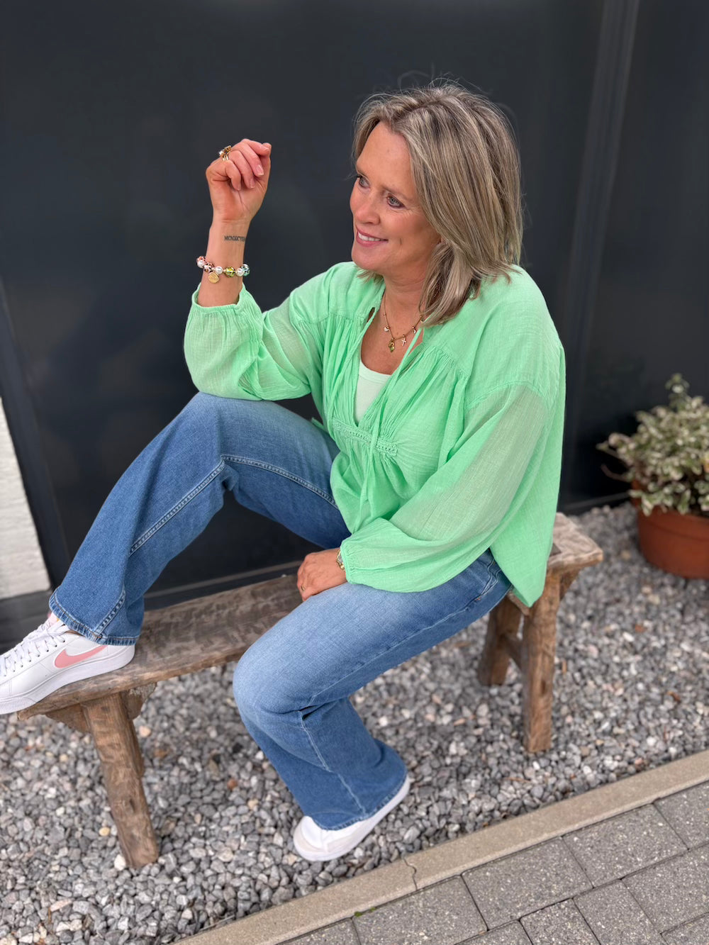 Blouse katoen mint wijd