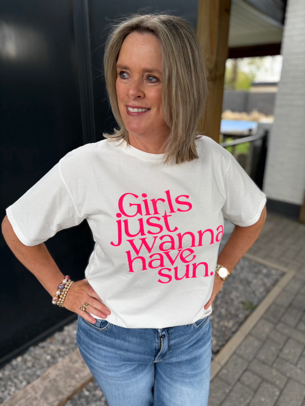 T shirt girls "just wanna have sun" wit neon